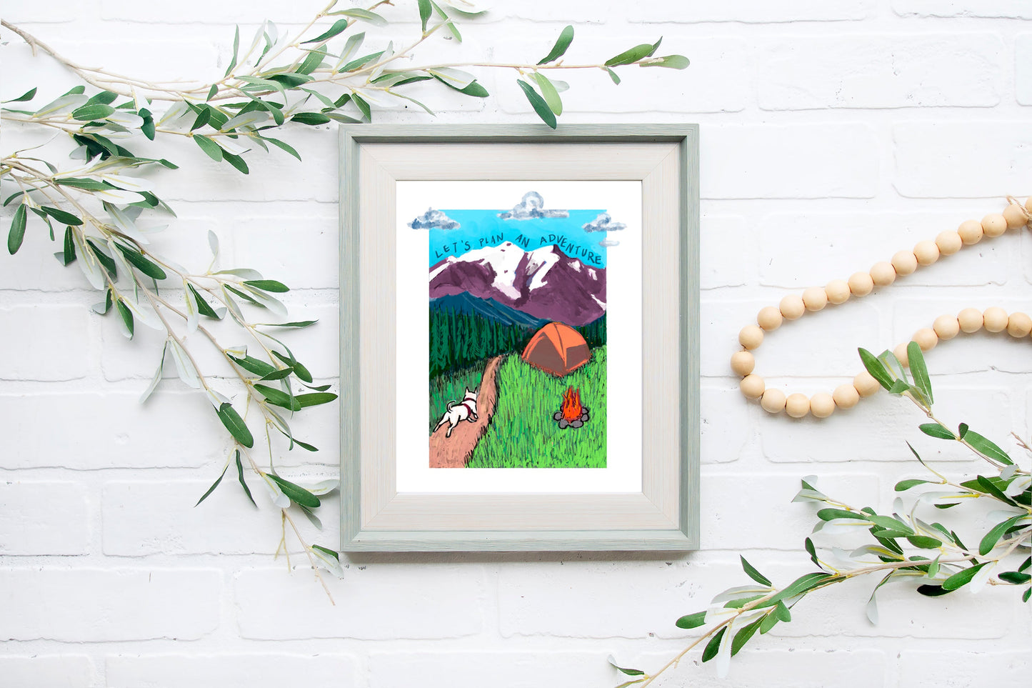 8x10 Adventure Dog Print - Tiny and Snail