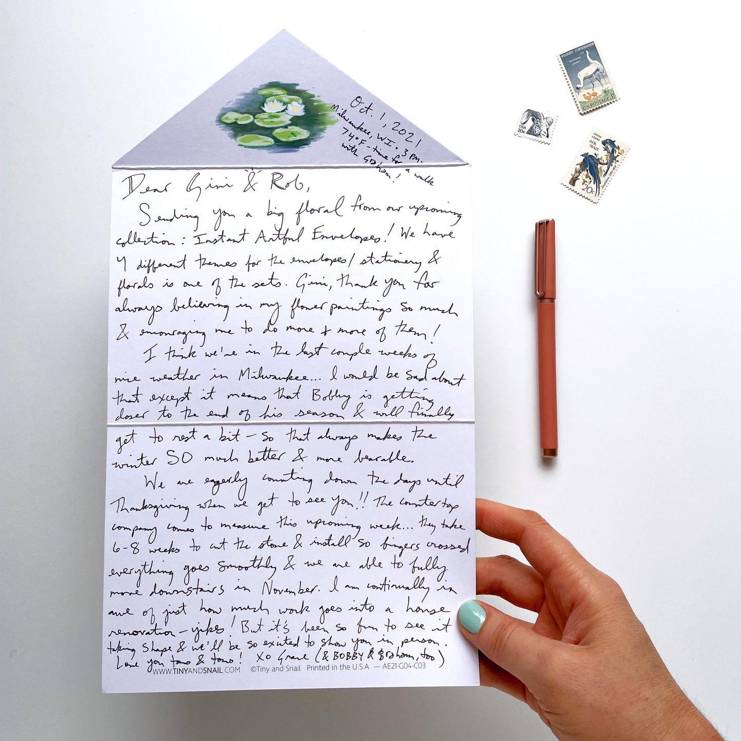Claude Monet · Instant Artful Envelope Stationery - Tiny and Snail
