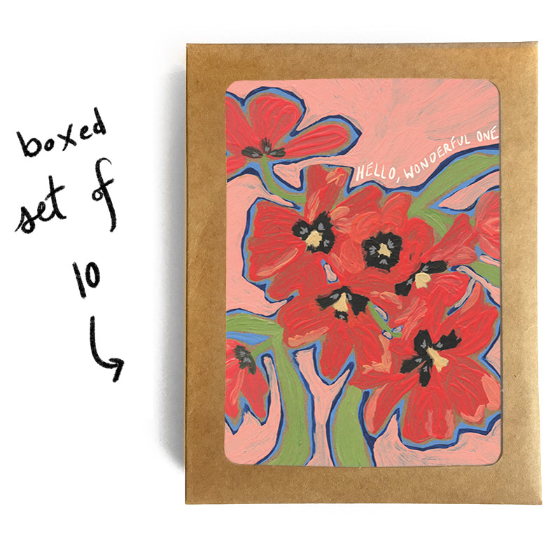 Hello, Wonderful One Tulip Bouquet A2 Card Tiny and Snail
