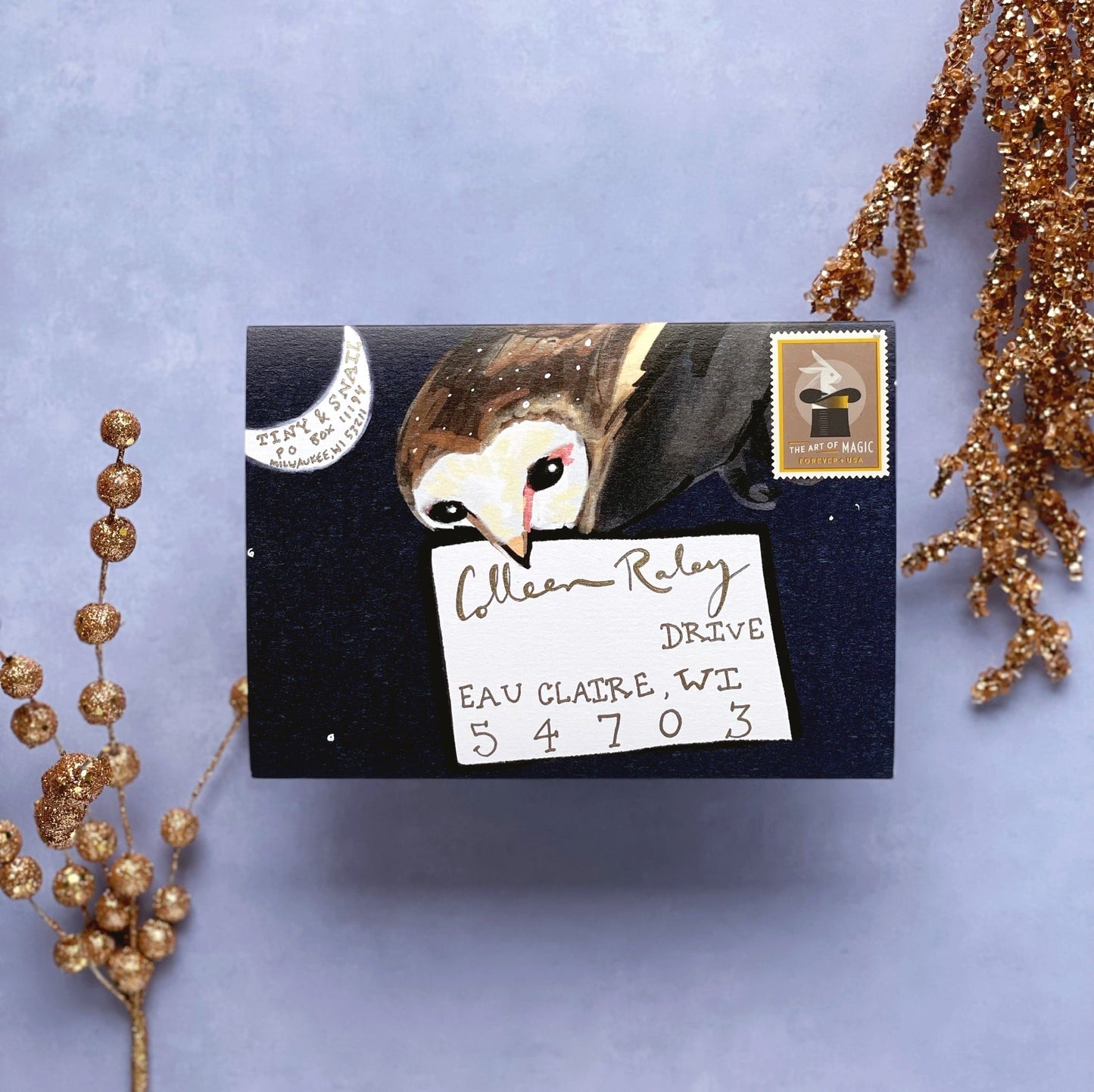 Letter by Owl · Instant Artful Envelope Stationery IAE Tiny and Snail