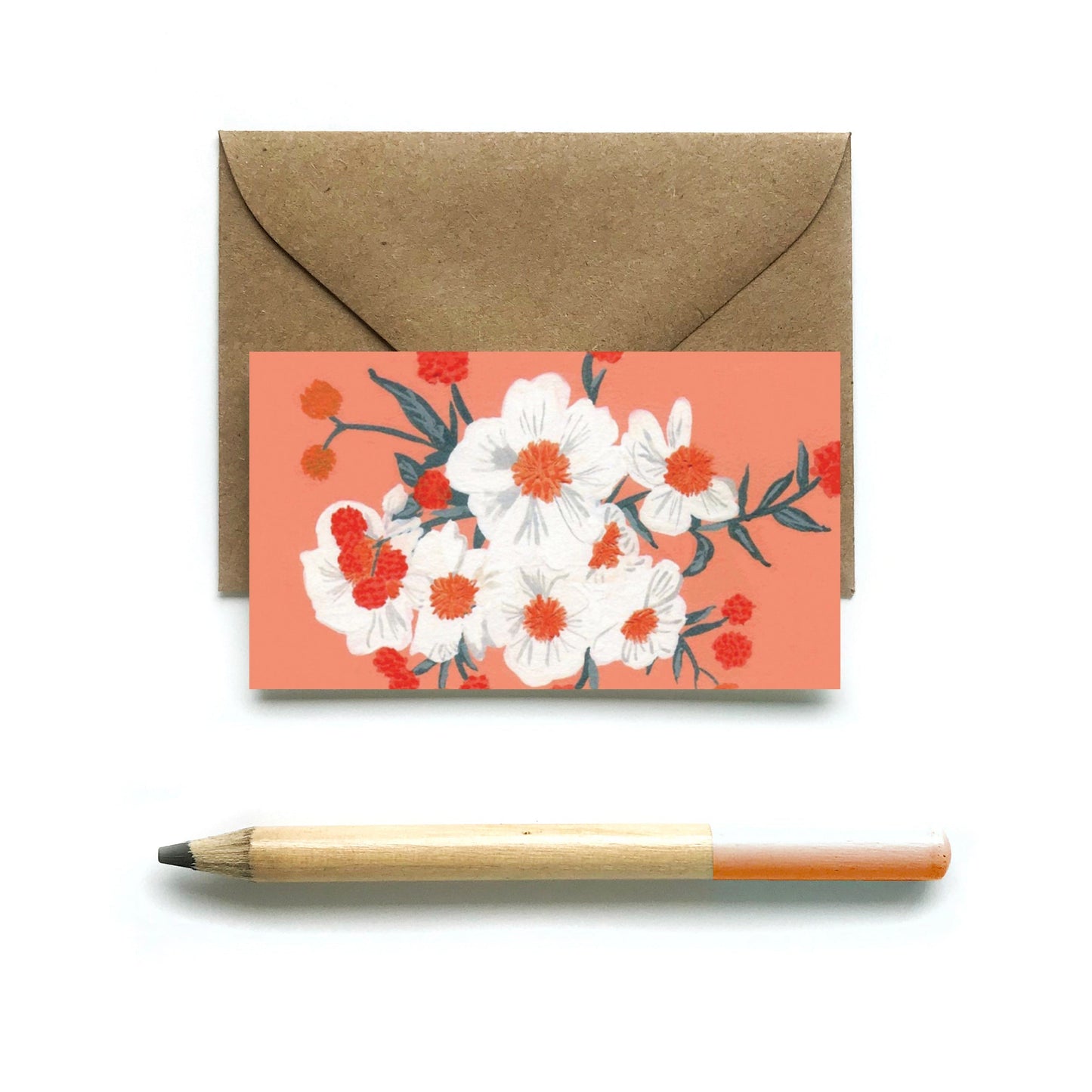 Poppies on Peachy Tiny Card (Single Card) Tiny Card Tiny and Snail