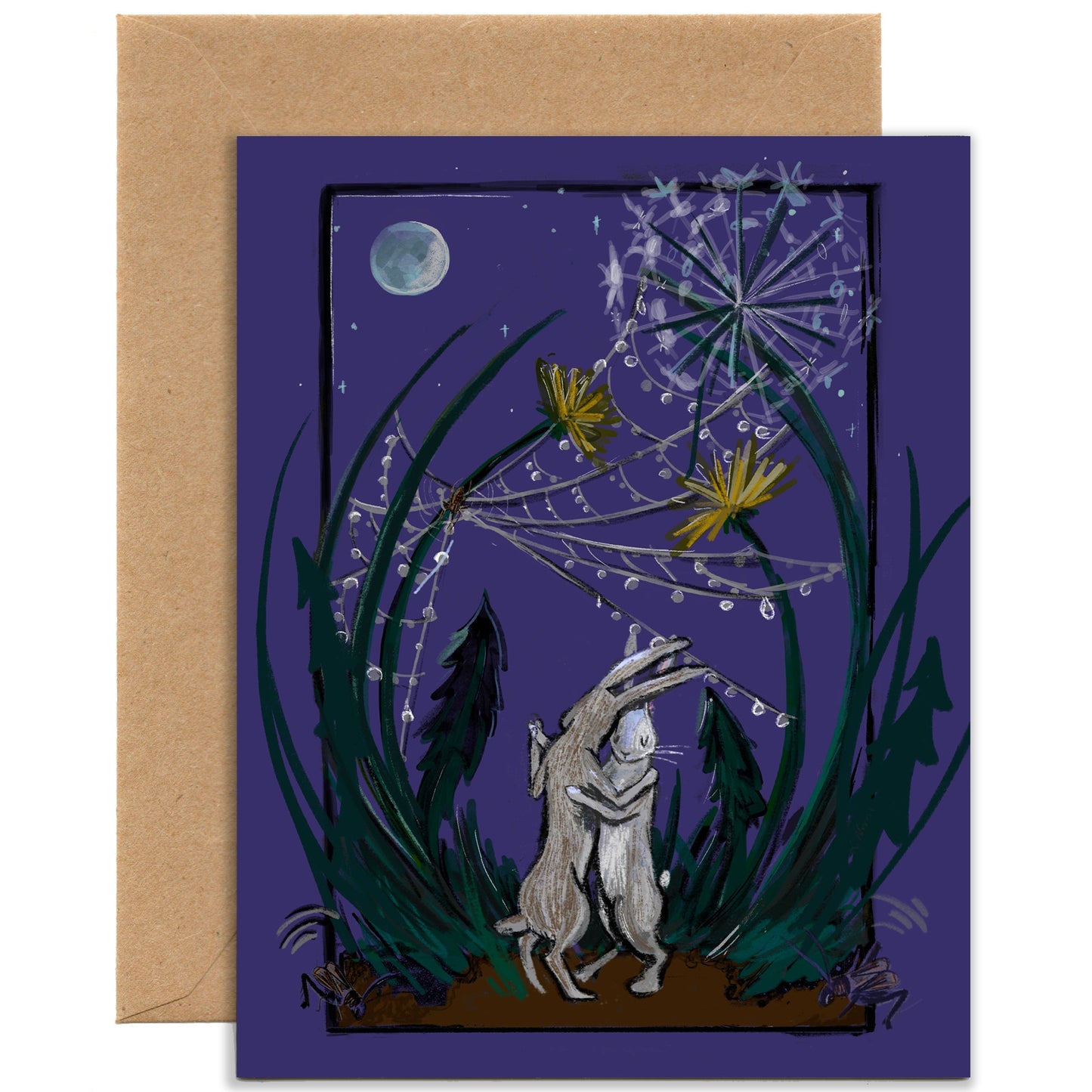 Waltzing Rabbits Wedding/Anniversary Card (Single Card) A2 Card Tiny and Snail