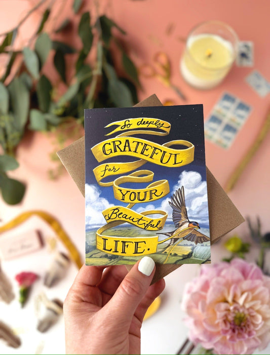 Process Video of "So Deeply Grateful for Your Beautiful Life" Card