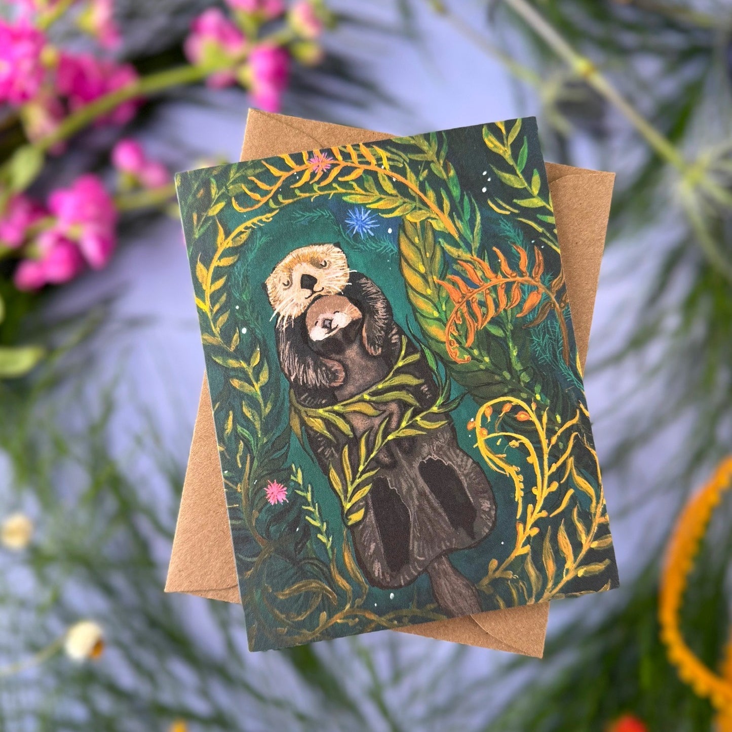 Sea Otter Mama and Baby Card