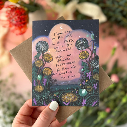 "Find Joy in the Sky" Henri Matisse Quote Card