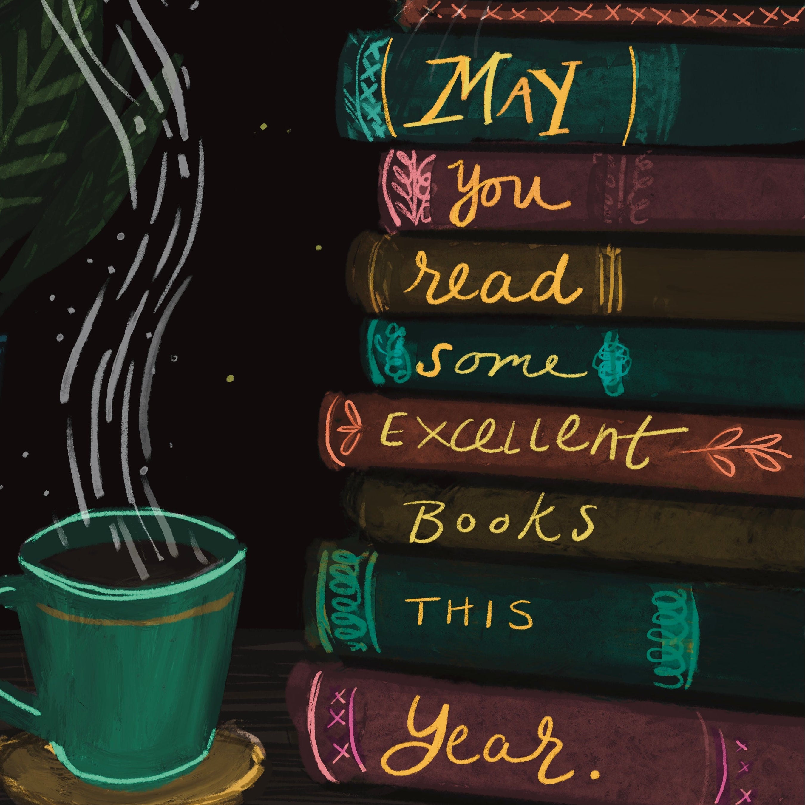 May You Read Some Excellent Books This Year — Birthday Card – Tiny and ...