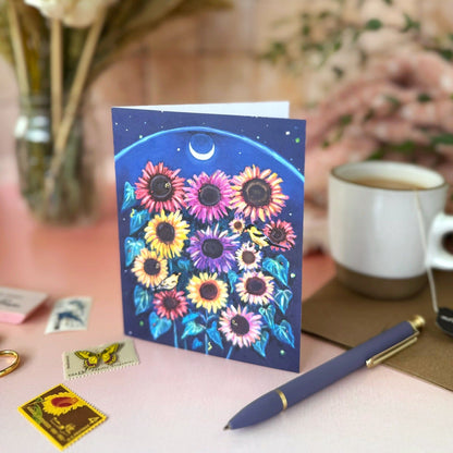 Moonlit Sunflowers - card by Tiny and Snail- standing
