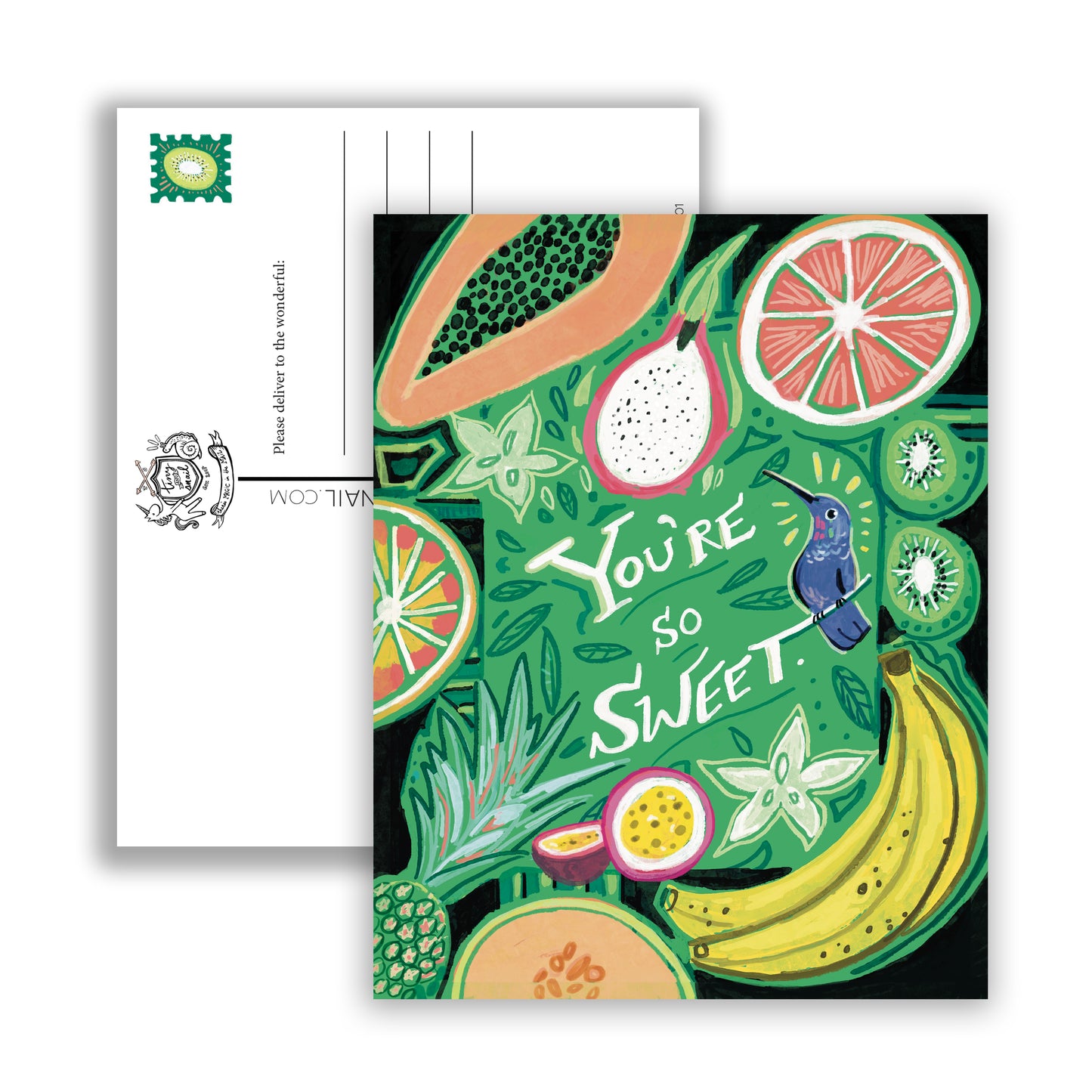 Set of 10 You're So Sweet (Tropical Fruit Postcard) — Thank You Postcard
