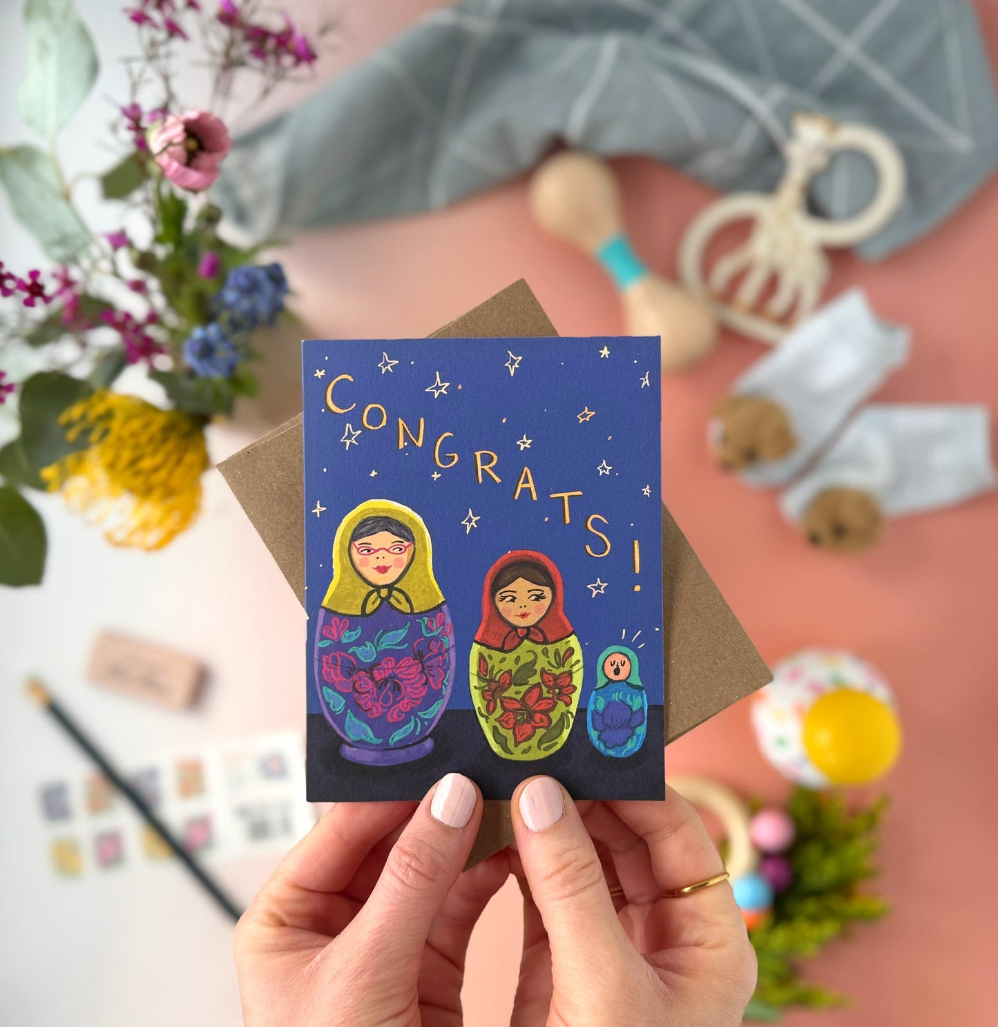 Congrats Nesting Dolls Card — Baby Card, Congrats Card