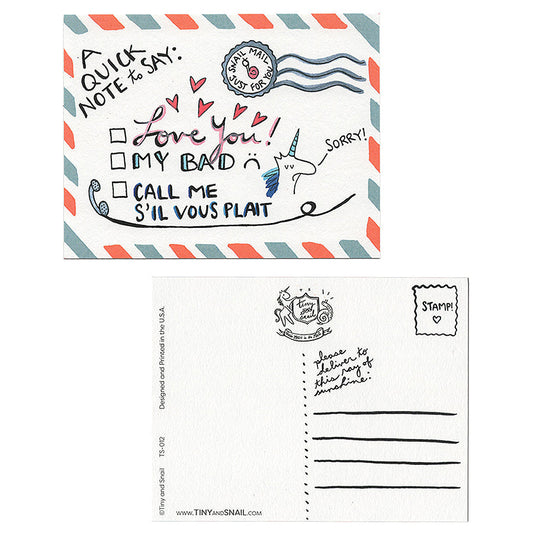 Airmail Postcard (Single Card) - Tiny and Snail