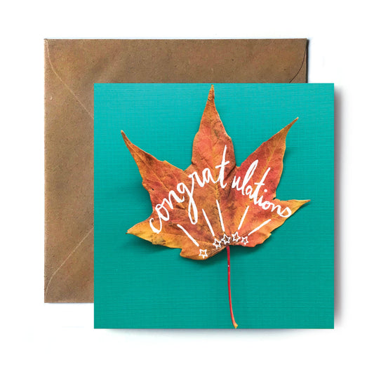 Congratulations Leaf (Single Card) square card Tiny and Snail