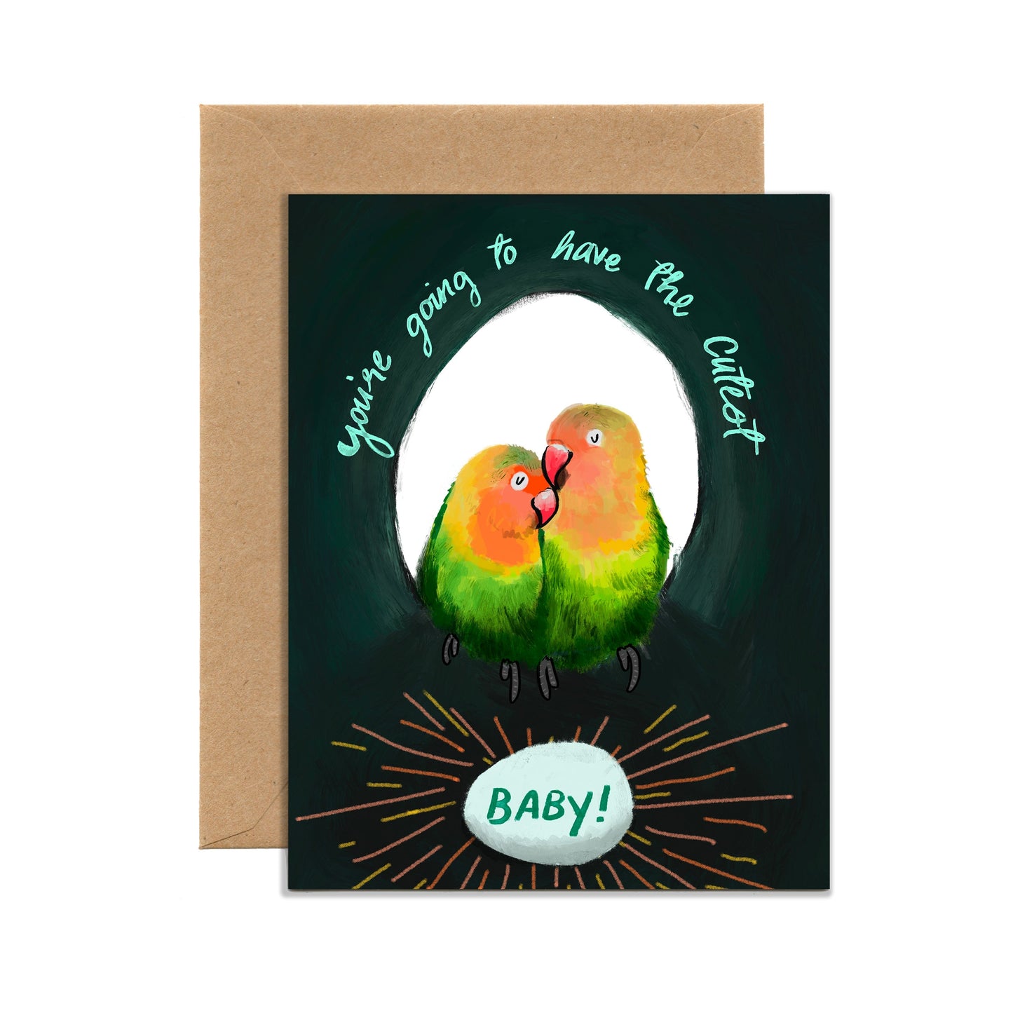 Expectant Lovebirds Baby Card (Single Card) A2 Card Tiny and Snail