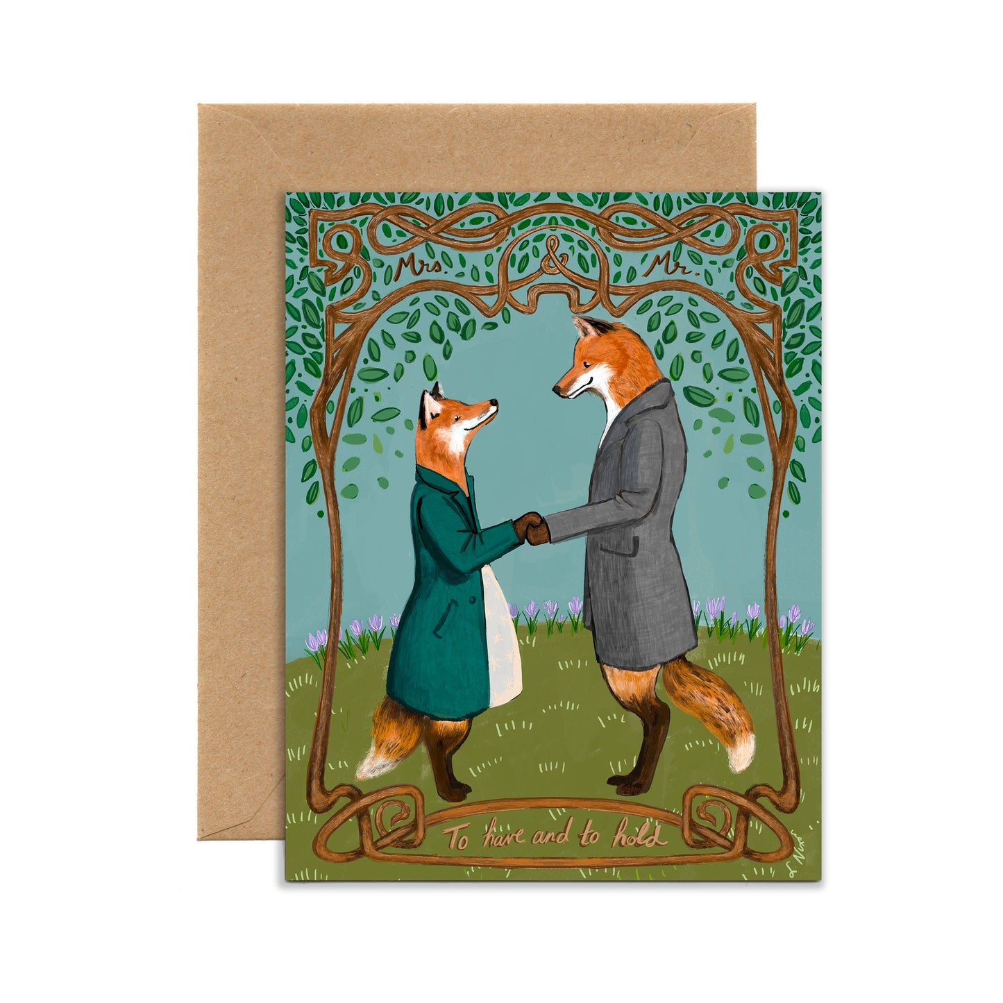 Fox Wedding (Single Card) A2 Card Tiny and Snail