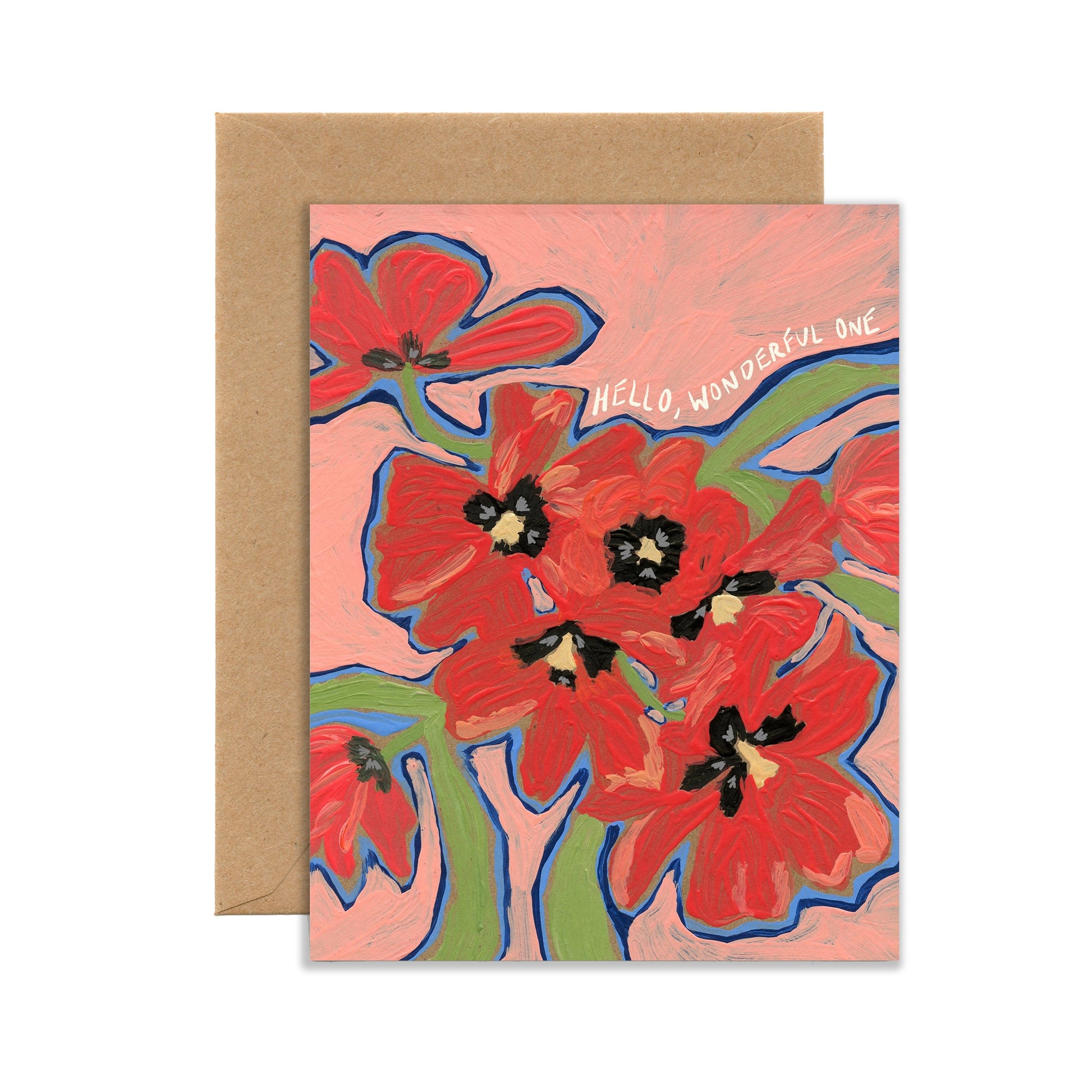Hello, Wonderful One Tulip Bouquet (Single Card) A2 Card Tiny and Snail