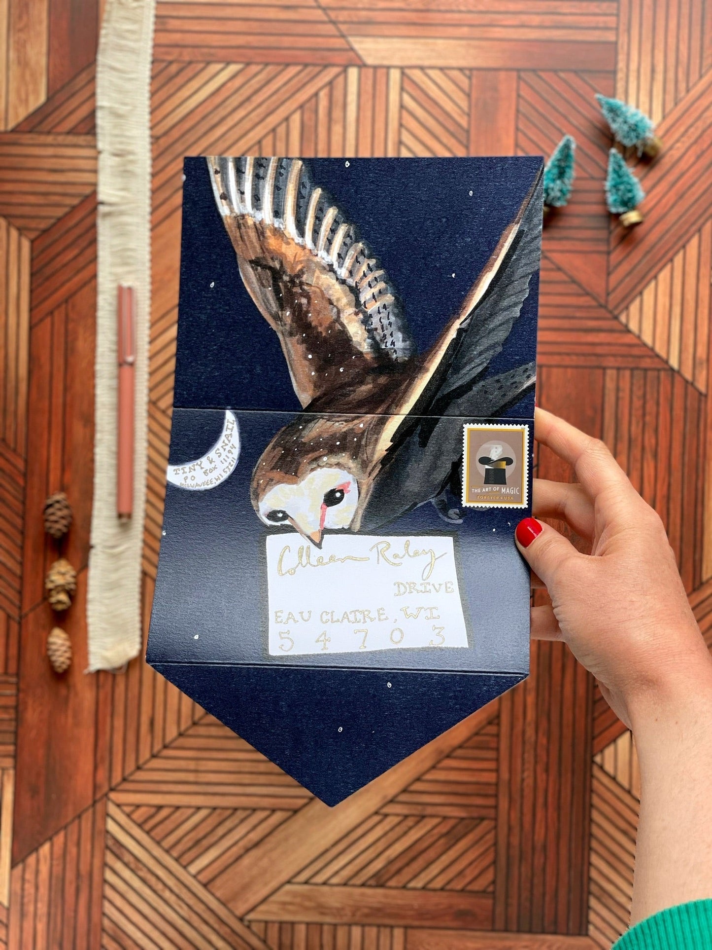 Letter by Owl · Instant Artful Envelope Stationery IAE Tiny and Snail