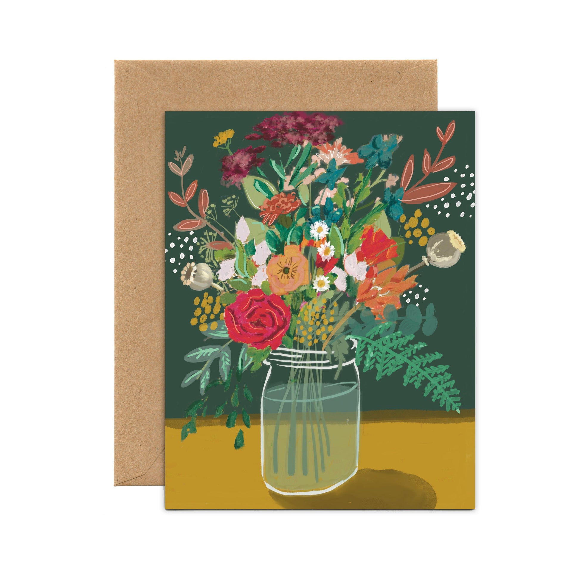 Mustard Farmhouse Bouquet (Single Card) A2 Card Tiny and Snail