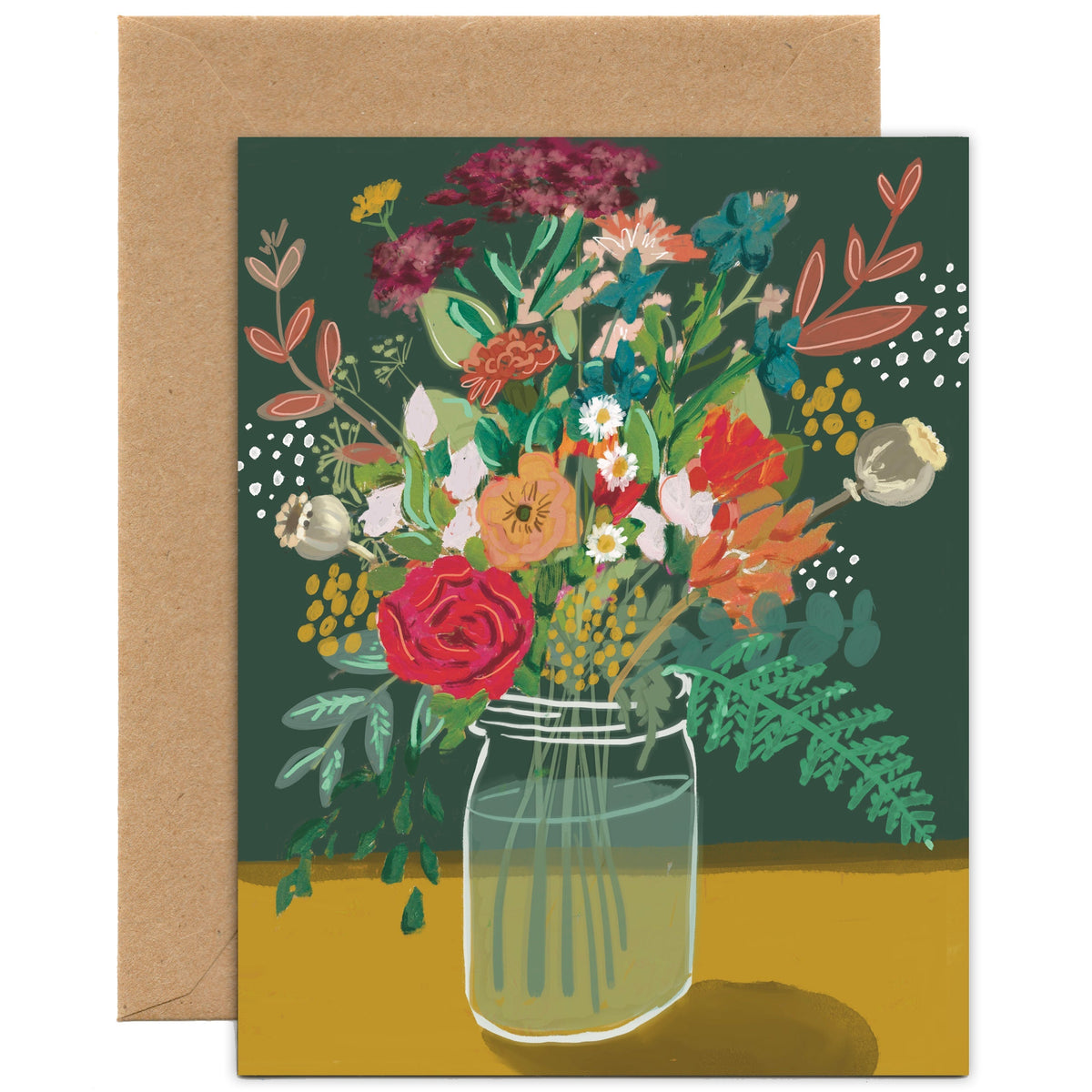Mustard Farmhouse Bouquet (Single Card) A2 Card Tiny and Snail