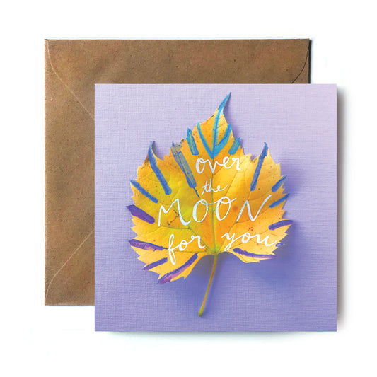 Over the Moon for You Leaf (Single Card) square card Tiny and Snail