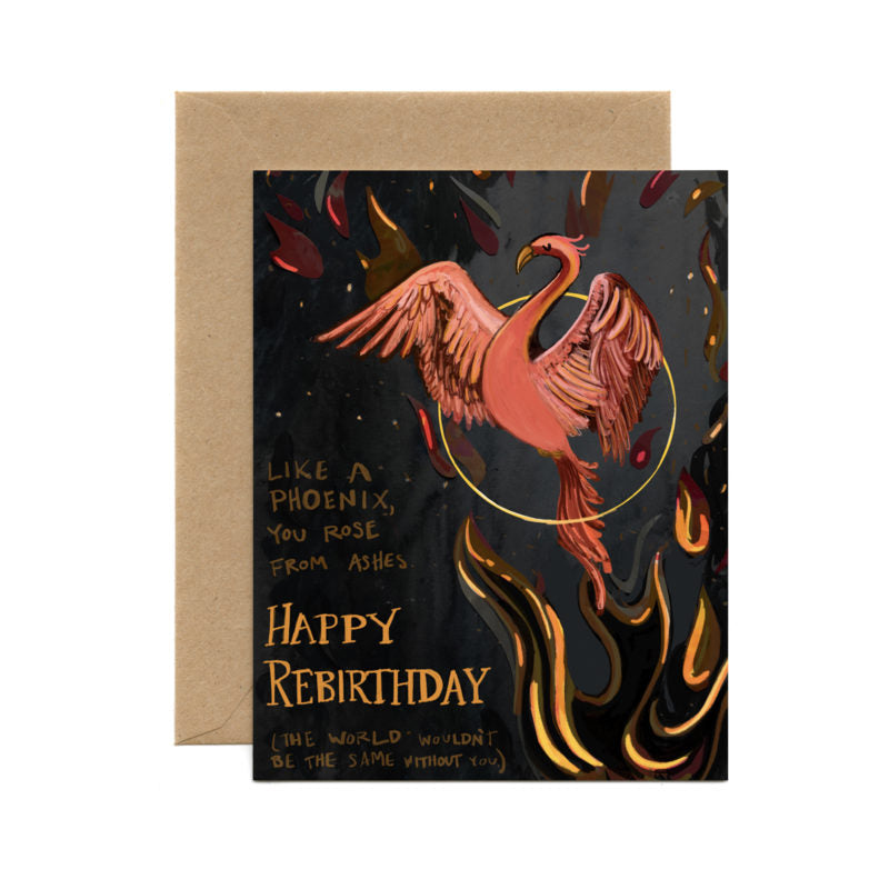Phoenix Re-birthday Card (Single Card) A2 Card Tiny and Snail