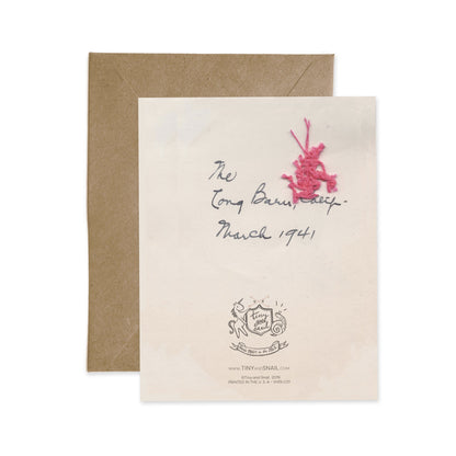 Pink Puff Vest Skier Flat Notecards (Single Card) A2 Card Tiny and Snail
