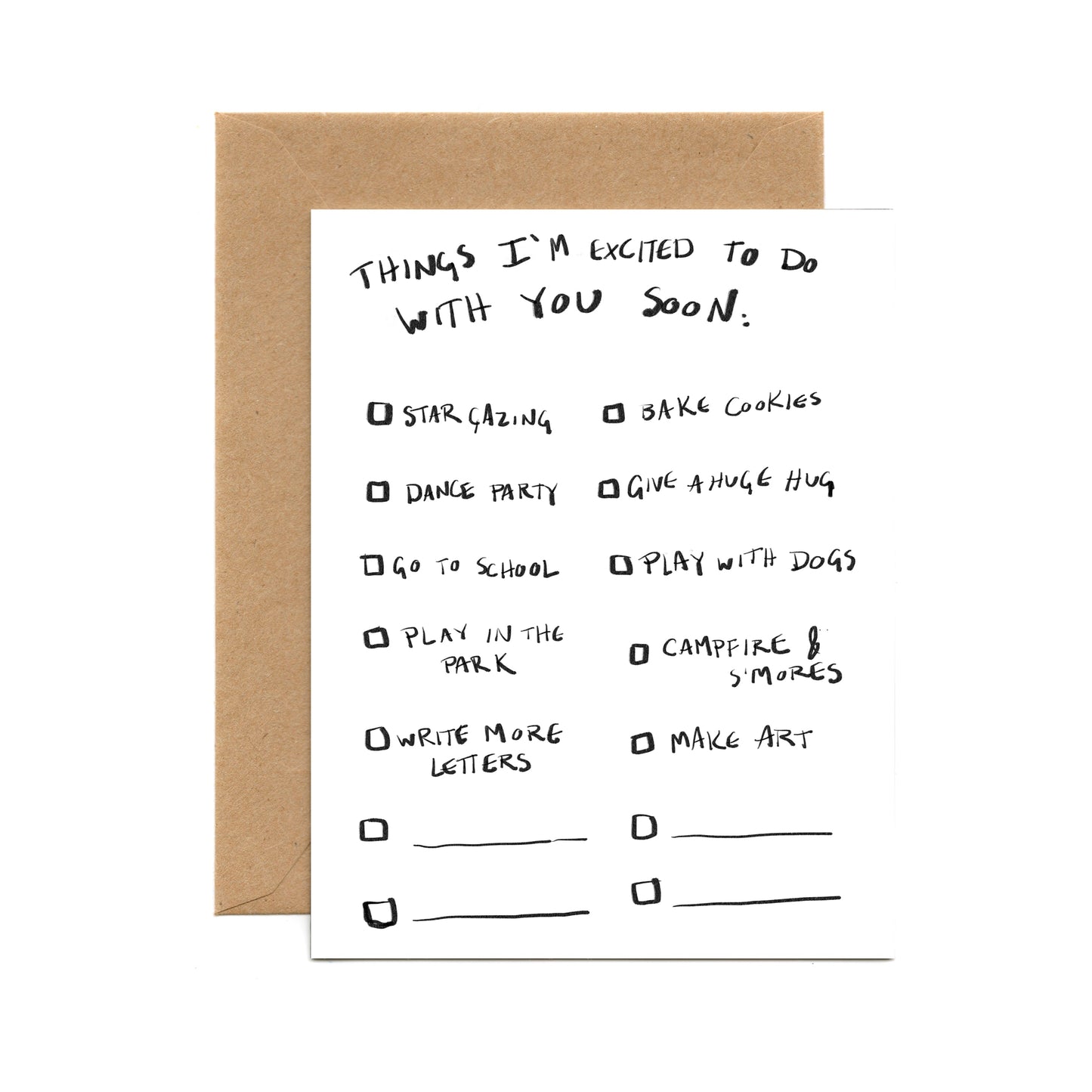 Things I'm Excited To Do With You Soon (Single Card) A2 Card Tiny and Snail