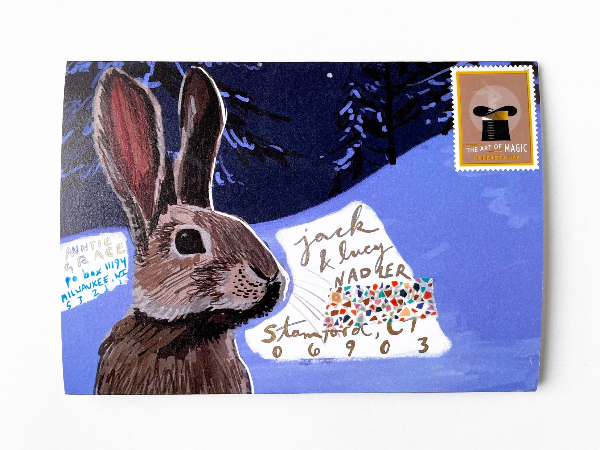 Winter Rabbit · Instant Artful Envelope Stationery IAE Tiny and Snail
