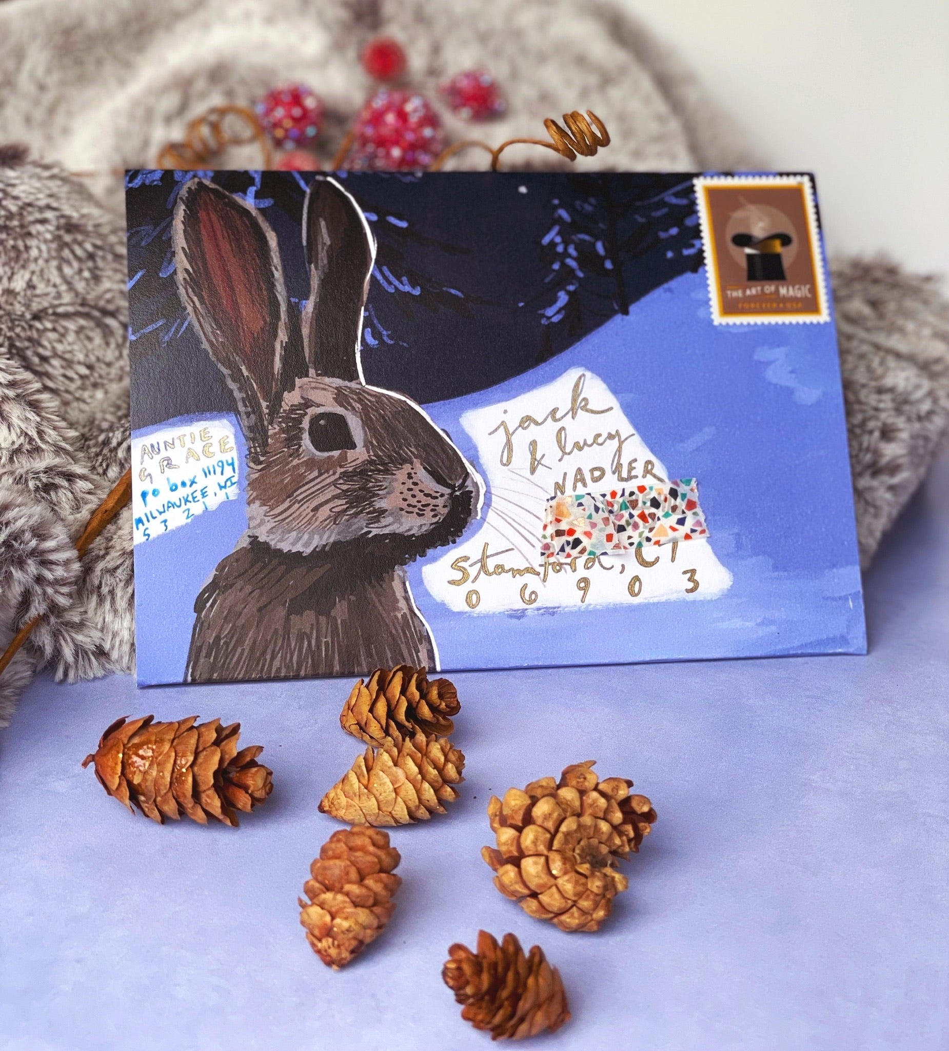 Winter Rabbit · Instant Artful Envelope Stationery IAE Tiny and Snail